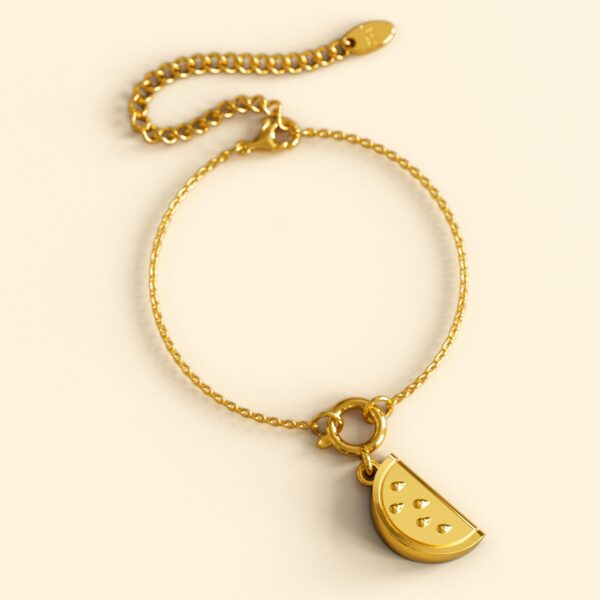 Watermelon Slice Gold Charm Bracelet - Image 2