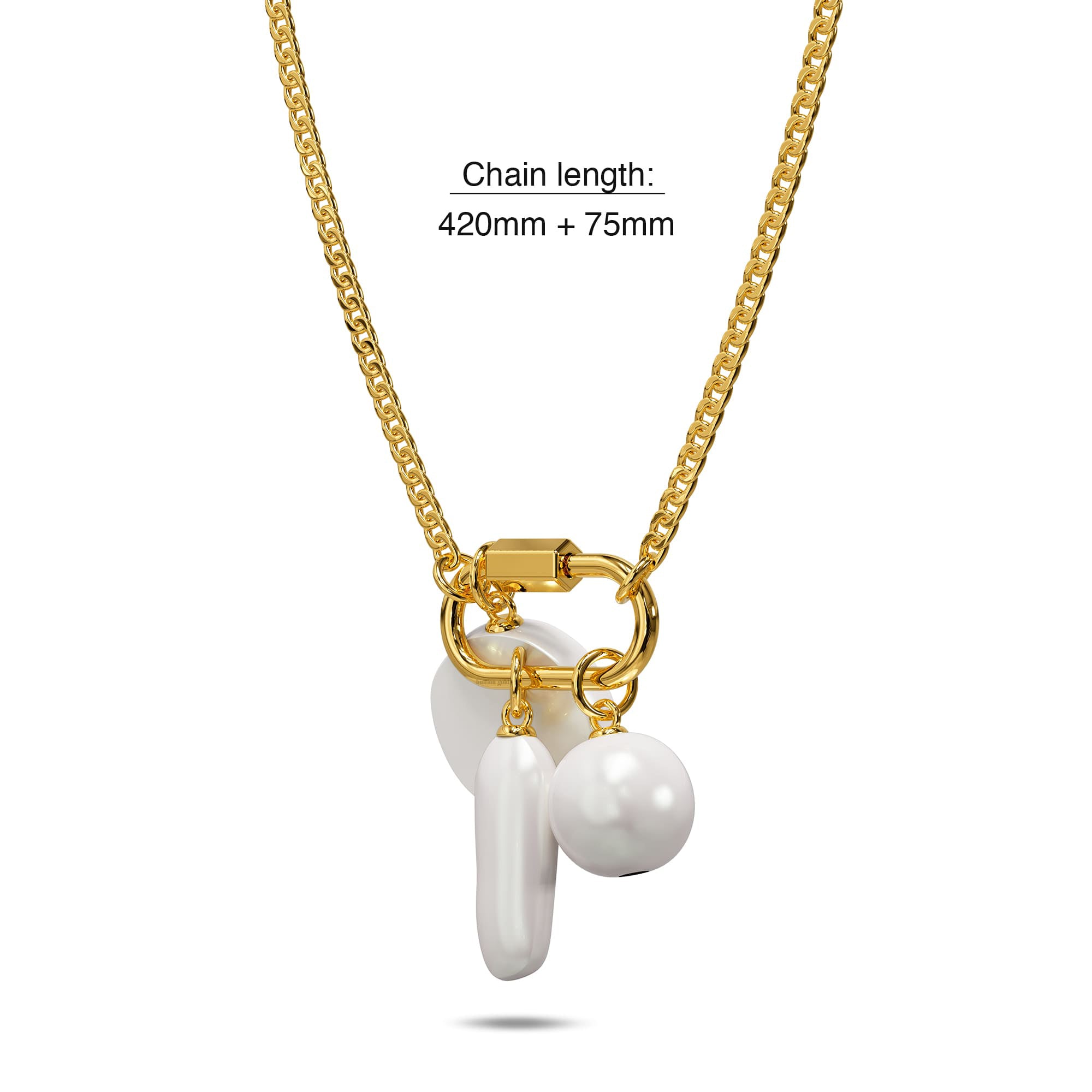 Pearl Trio Gold Clasp Charm Necklace - Image 4