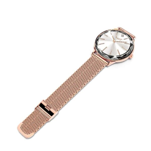 Krystal Couture Geometric Mineral Glass Feat SWAROVSKI¬Ã† Crystal Watch Rose Gold White - Image 2