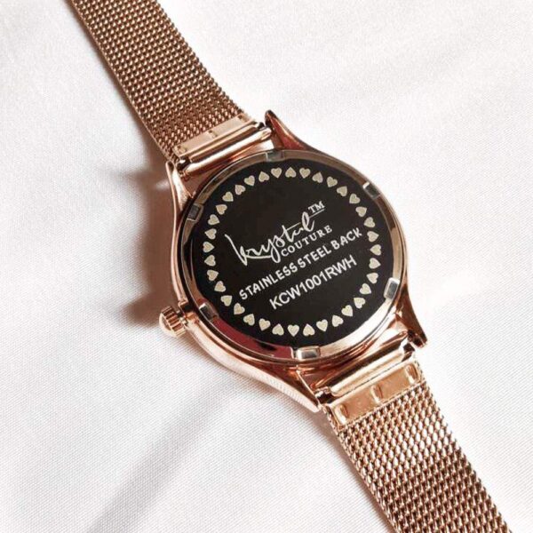 Krystal Couture Geometric Mineral Glass Feat SWAROVSKI¬Ã† Crystal Watch Rose Gold White - Image 6