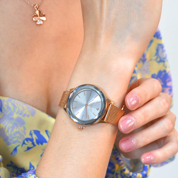 Krystal Couture Geometric Mineral Glass Feat SWAROVSKI¬Ã† Crystal Watch Rose Gold White - Image 5