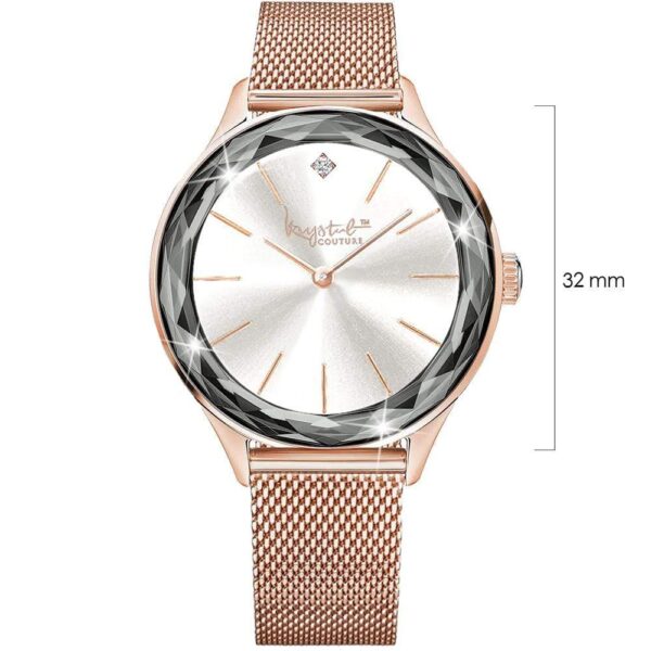 Krystal Couture Geometric Mineral Glass Feat SWAROVSKI¬Ã† Crystal Watch Rose Gold White - Image 7