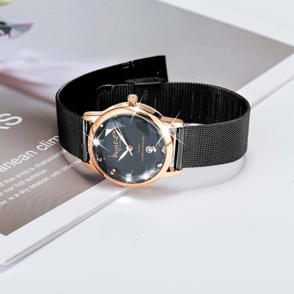 Krystalline Sleek Gold on Black Watch Embellished With SWAROVSKI¬Ã† Crystals - Image 4