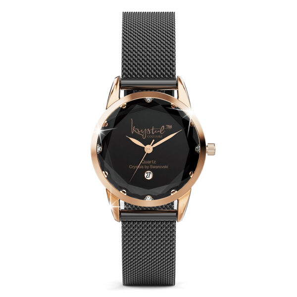 Krystalline Sleek Gold on Black Watch Embellished With SWAROVSKI¬Ã† Crystals - Image 3