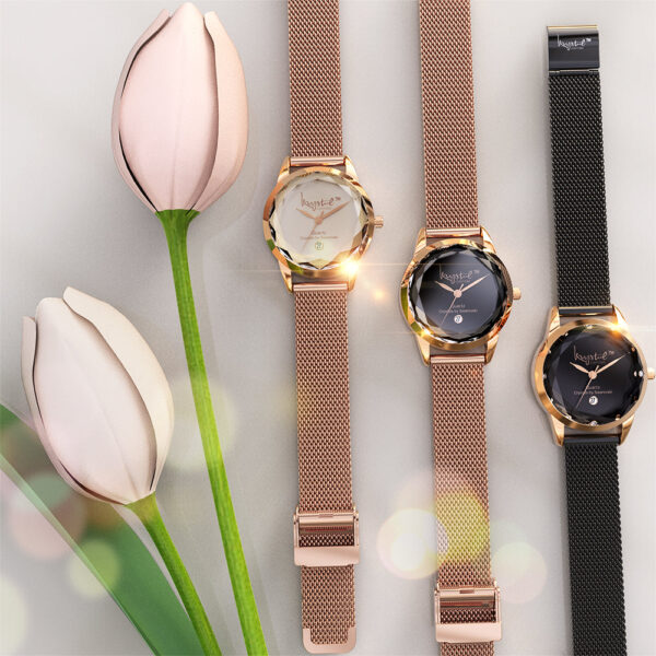 Krystalline Sleek Gold on Black Watch Embellished With SWAROVSKI¬Ã† Crystals - Image 6
