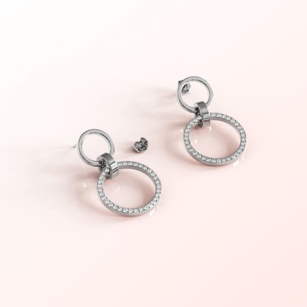 Orbit of Elegance Earrings Embellished with SWAROVSKI® Crystal in White Gold - Image 2