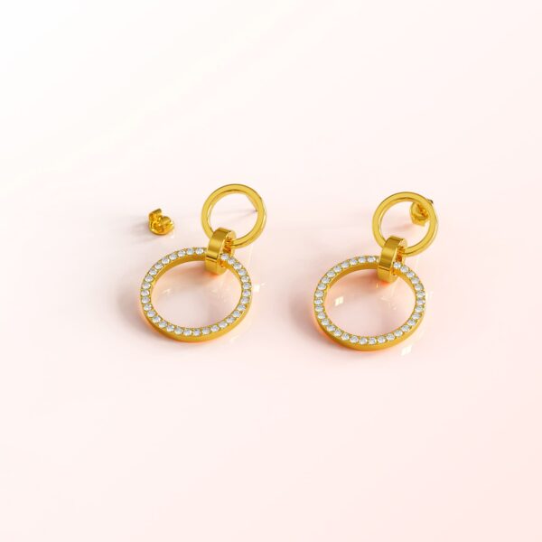 Orbit of Elegance Earrings Embellished with SWAROVSKI® Crystal in Gold - Image 2