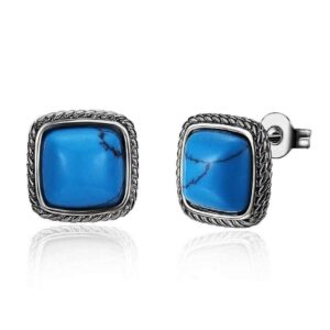 Square-Shaped Turquoise Studs