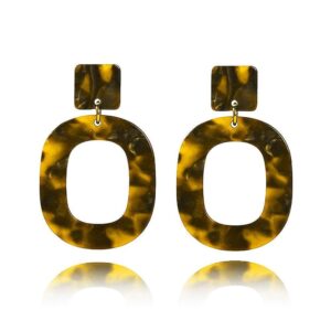 Obsession Tortoiseshell Leopard Print Drop Earrings in Brown