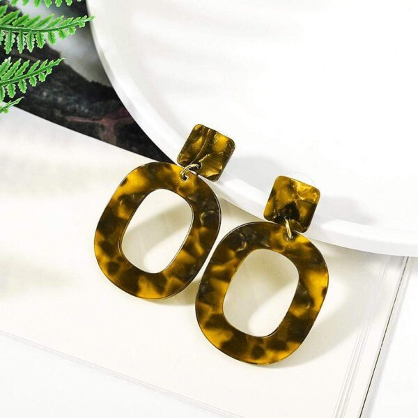 Obsession Tortoiseshell Leopard Print Drop Earrings in Brown - Image 2