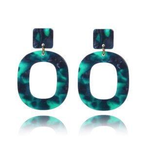 Obsession Tortoiseshell Leopard Print Drop Earrings in Green