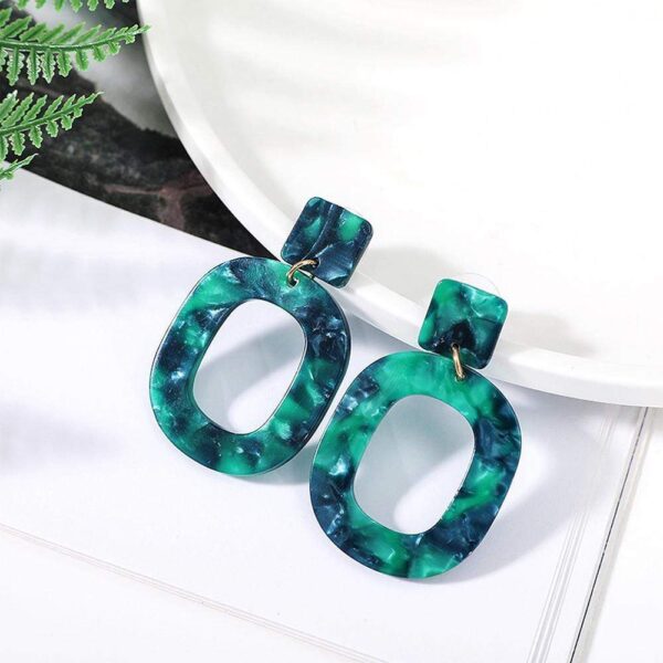 Obsession Tortoiseshell Leopard Print Drop Earrings in Green - Image 2