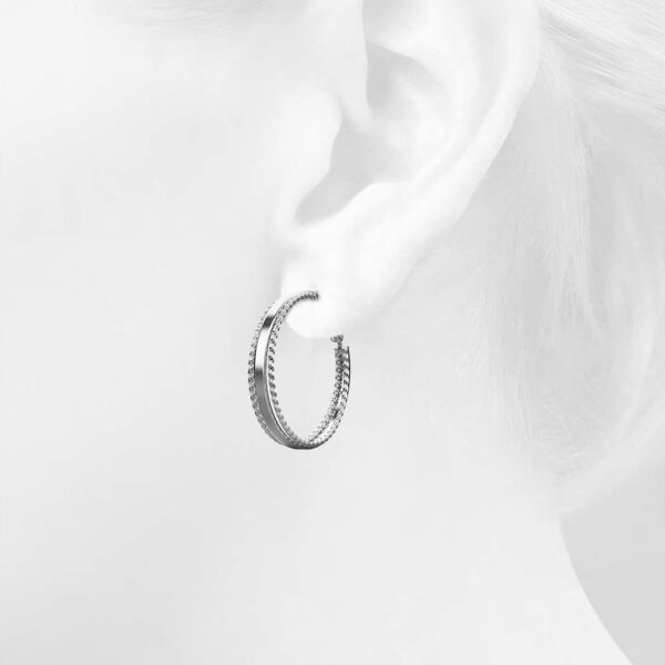 Silver Whimsical Hoop Earrings - Image 2