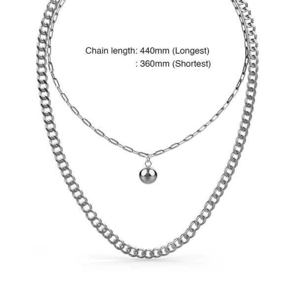 2-Chain Layered Silver Necklace - Image 2