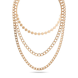 Tri-Muna Layered Mix Chain Necklace