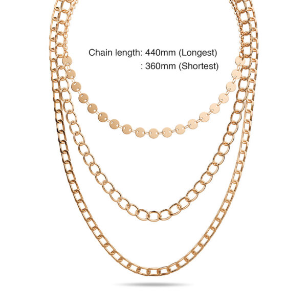 Tri-Muna Layered Mix Chain Necklace - Image 2