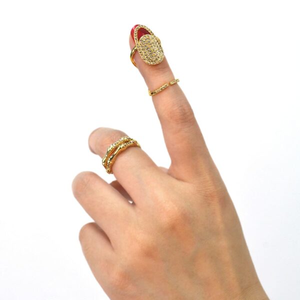 Rebecca Crystal Generosity Gold Pinky Nail Ring - Image 2