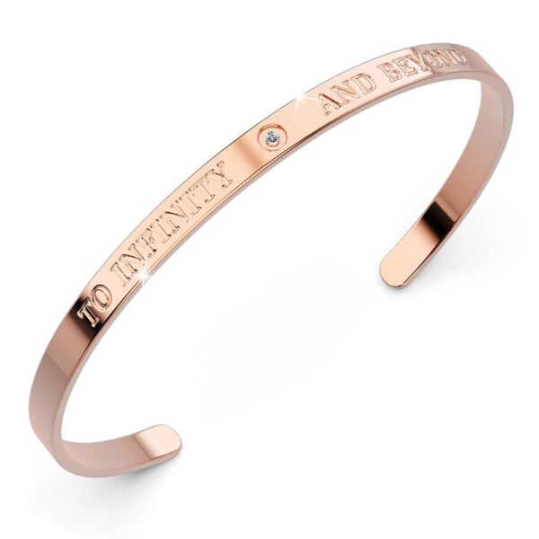 TO INFINITY AND BEYOND Cuff Bangle in Rose Gold Plated Titanium with Genuine 0.005ct Diamond