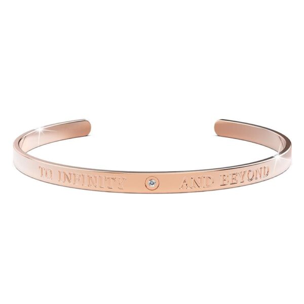 TO INFINITY AND BEYOND Cuff Bangle in Rose Gold Plated Titanium with Genuine 0.005ct Diamond - Image 2