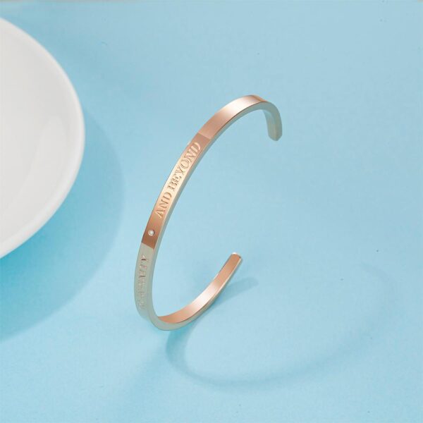 TO INFINITY AND BEYOND Cuff Bangle in Rose Gold Plated Titanium with Genuine 0.005ct Diamond - Image 5