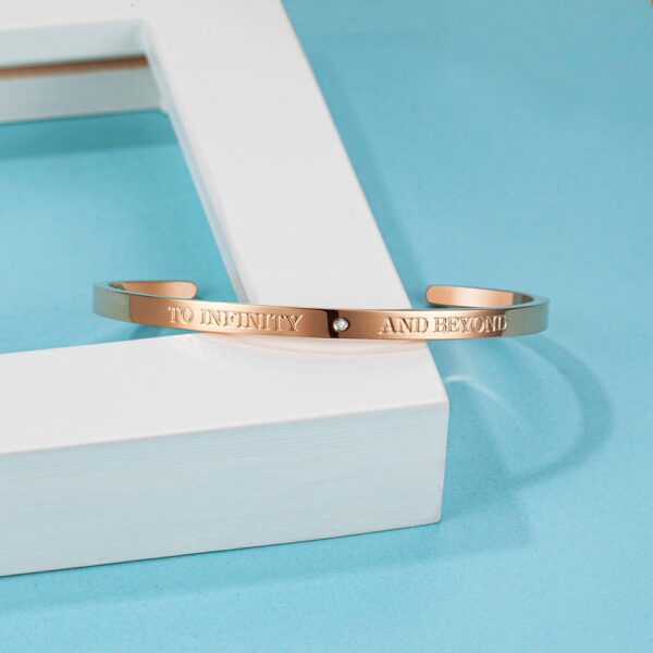 TO INFINITY AND BEYOND Cuff Bangle in Rose Gold Plated Titanium with Genuine 0.005ct Diamond - Image 6
