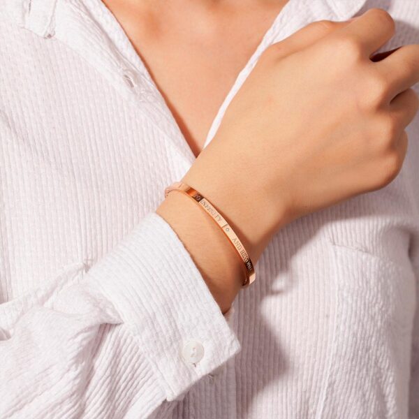 TO INFINITY AND BEYOND Cuff Bangle in Rose Gold Plated Titanium with Genuine 0.005ct Diamond - Image 7