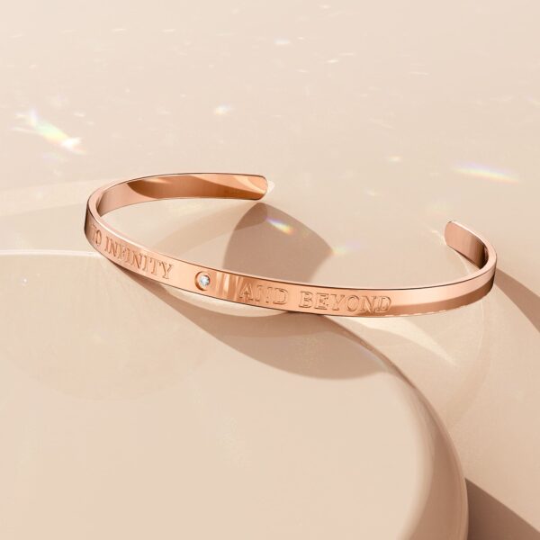 TO INFINITY AND BEYOND Cuff Bangle in Rose Gold Plated Titanium with Genuine 0.005ct Diamond - Image 3