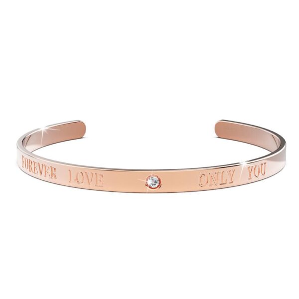 FOREVER LOVE ONLY YOU Cuff Bangle in Rose Gold Plated Titanium with Genuine 0.02ct Diamond - Image 2