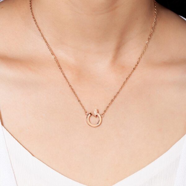 Butterfly in Love Necklace in Rose Gold Plated Titanium with Genuine 0.005ct Diamond - Image 6