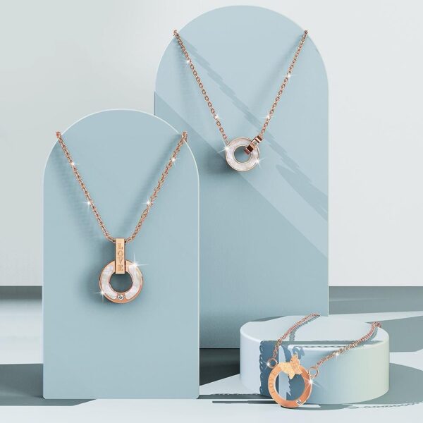Butterfly in Love Necklace in Rose Gold Plated Titanium with Genuine 0.005ct Diamond - Image 7