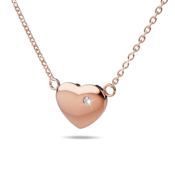 Puffy Heart Necklace in Rose Gold Plated Titanium with Genuine 0.01ct Diamond - Image 2