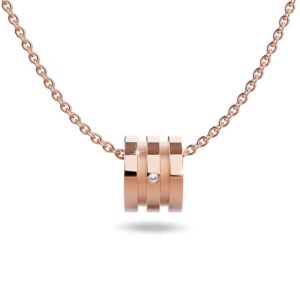 Barrel Slider Pendant Necklace in Rose Gold Plated Titanium with Genuine 0.005ct Diamond