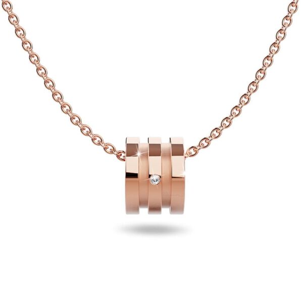 Barrel Slider Pendant Necklace in Rose Gold Plated Titanium with Genuine 0.005ct Diamond