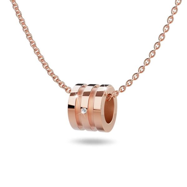 Barrel Slider Pendant Necklace in Rose Gold Plated Titanium with Genuine 0.005ct Diamond - Image 2