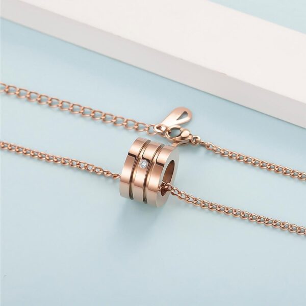 Barrel Slider Pendant Necklace in Rose Gold Plated Titanium with Genuine 0.005ct Diamond - Image 6