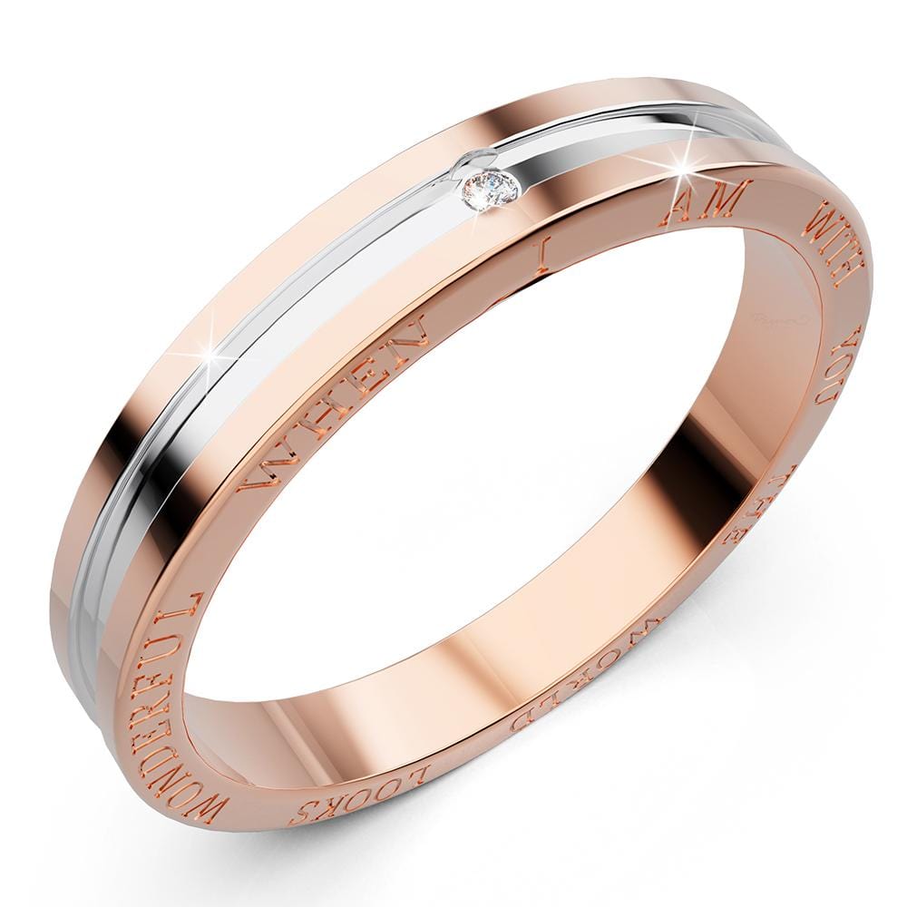 Wedding Band in Dual-Tone Gold Plated Titanium with Genuine 0.005ct Diamond
