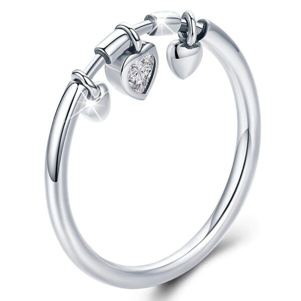 Solid 925 Sterling Silver Love Craze Heart Charm Ring
