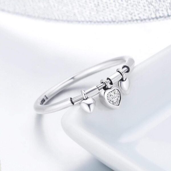 Solid 925 Sterling Silver Love Craze Heart Charm Ring