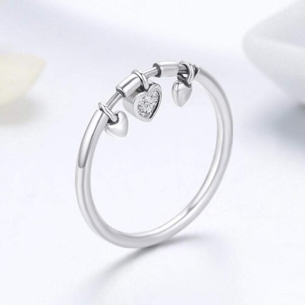 Solid 925 Sterling Silver Love Craze Heart Charm Ring