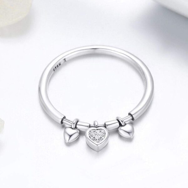 Solid 925 Sterling Silver Love Craze Heart Charm Ring