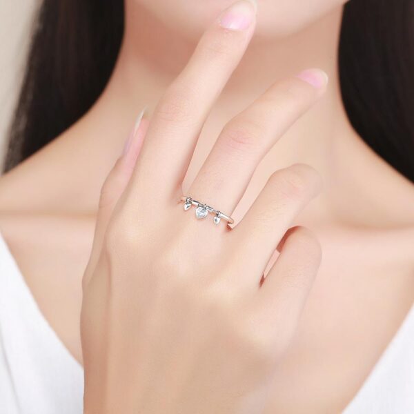 Solid 925 Sterling Silver Love Craze Heart Charm Ring