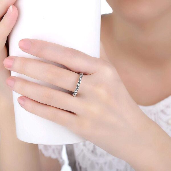 Solid 925 Sterling Silver Many Love Heart Band Ring