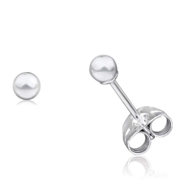 Solid 925 Sterling Silver Silver Ball Studs