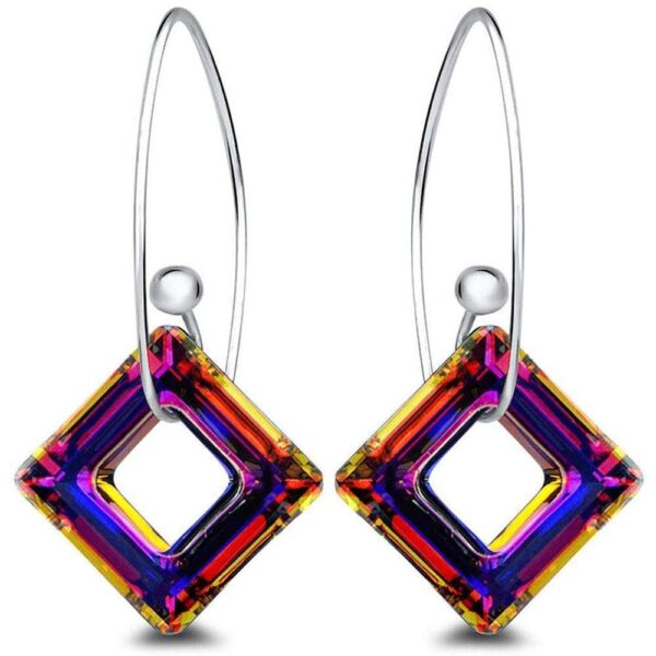 Solid 925 Sterling Silver Mystic Cube Hook V2 Earrings