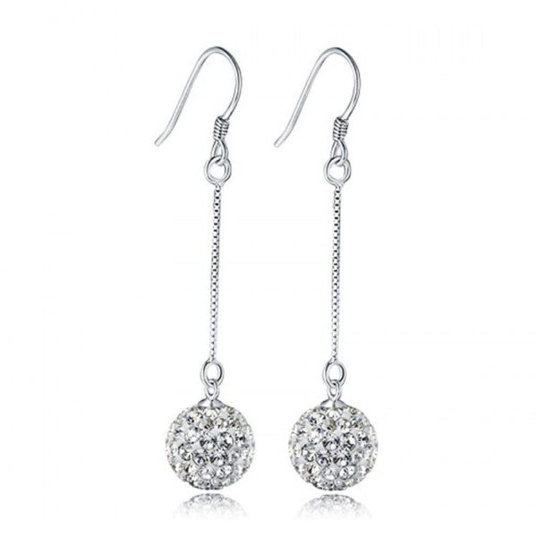 Solid 925 Sterling Silver Shamballa Fish Hook Earrings