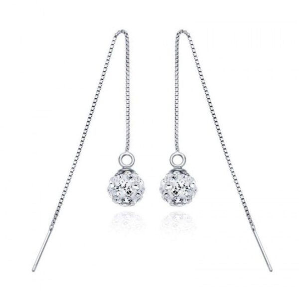 Solid 925 Sterling Silver Shamballa Threader Earrings