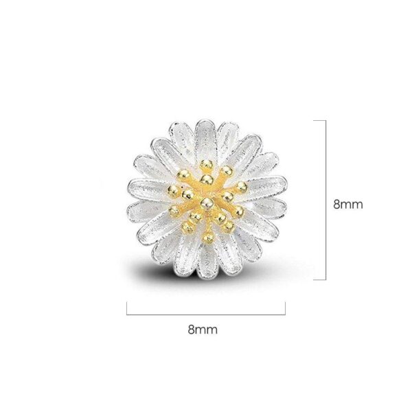 Solid 925 Sterling Silver Daisy In Bloom Studs Earrings - Image 3