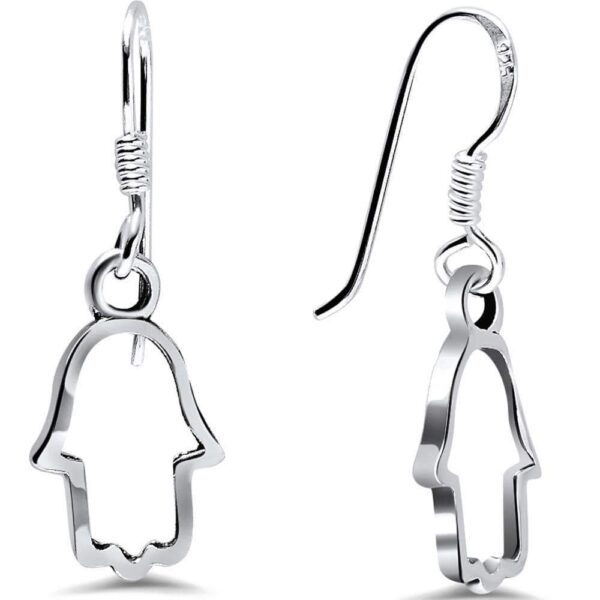 Solid 925 Sterling Silver Hand Hook Backs Earrings