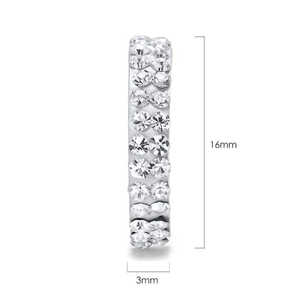 Solid 925 Sterling Silver Crystal C Hoop Earrings - Image 3
