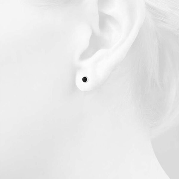 Solid 925 Sterling Silver Bezel Round Onyx Studs - Image 4